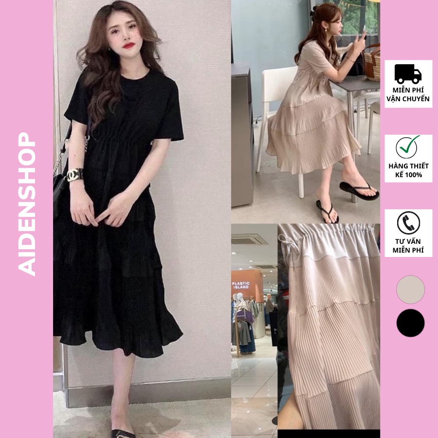 ❒▨▤Váy bầu thời trang Aidenshop Đầm thiết kế công sở dáng suông 45-68kg VB023