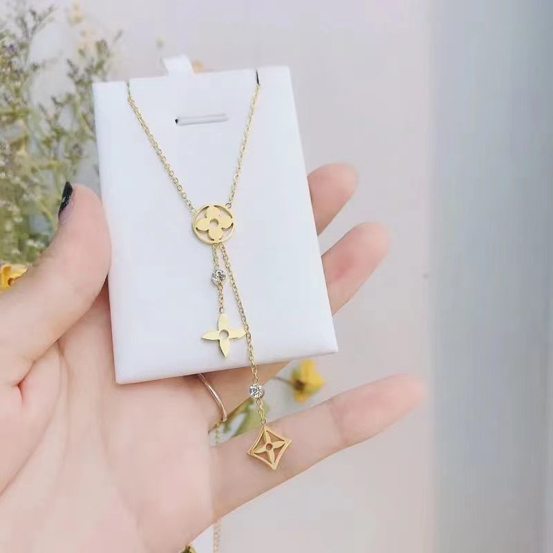 Dây Chuyền Thép Titan Mạ Vàng Hồng 18K Chống Thấm Nước Không Phai Màu Sang Trọng