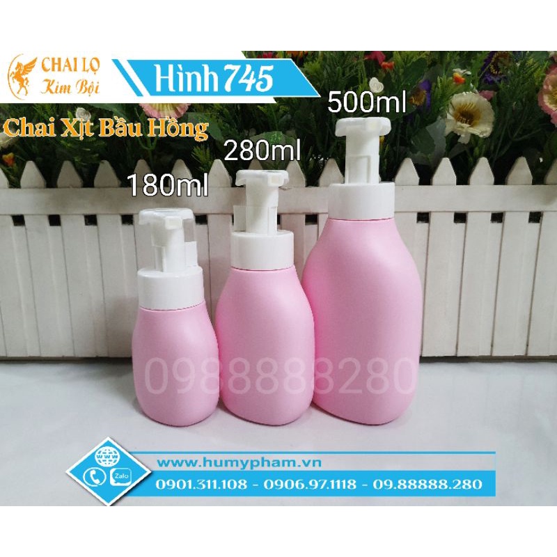 CHAI LỌ CHIẾT MỸ PHẨM - Chai Xịt Bầu Hồng 180ml - 280ml - 500ml