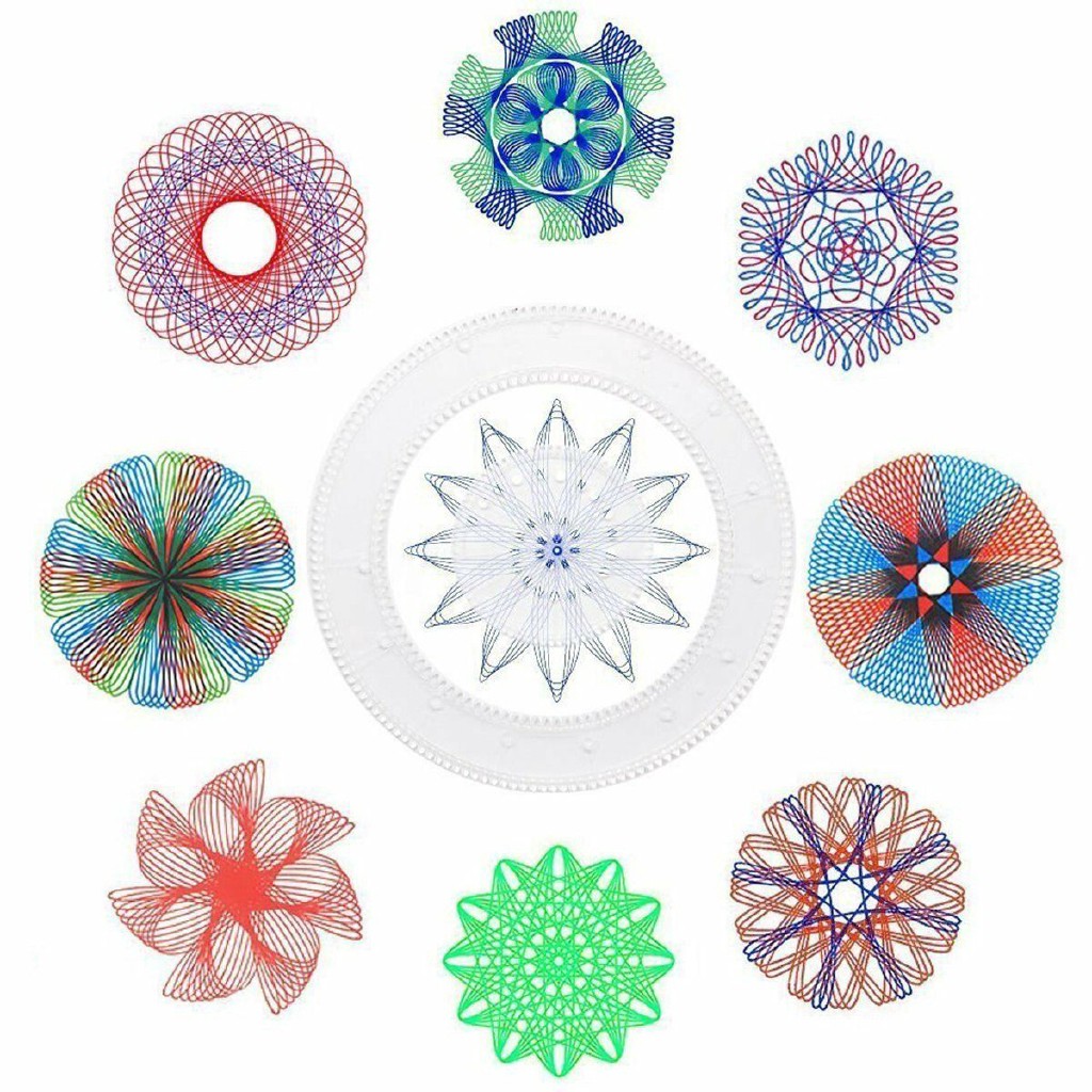 ◆∈✜Bộ 27 thước spirograph hỗ trợ vẽ sáng tạo độc đáo cho trẻ