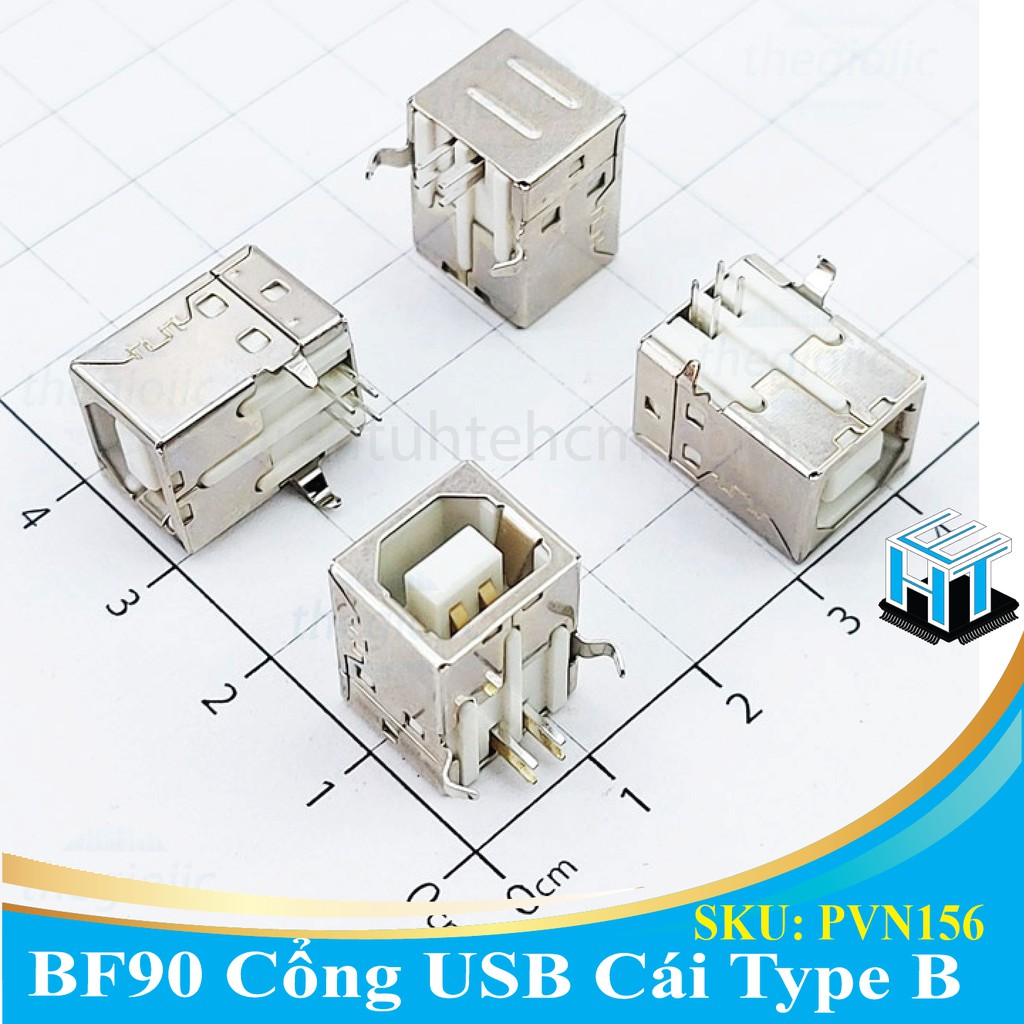 COM BO 10 CÁI BF90 Cổng USB Cái 2.0 Type B 4 Chân Cong 90 Độ Xuyên Lỗ