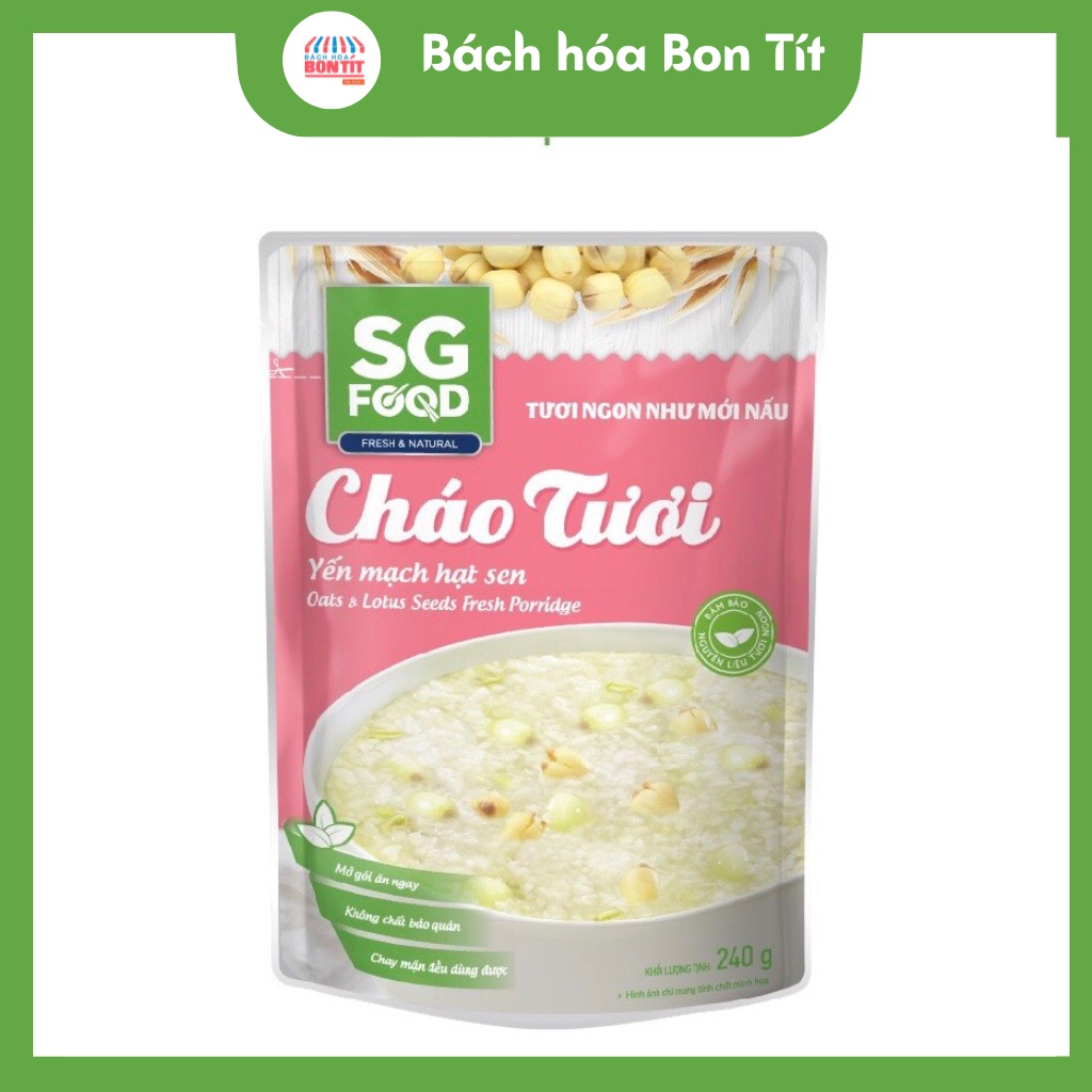 Sale lỗ date ) Cháo Tươi SG Food Yến Mạch Hạt Sen, Nếp Cẩm Đậu Đỏ ...