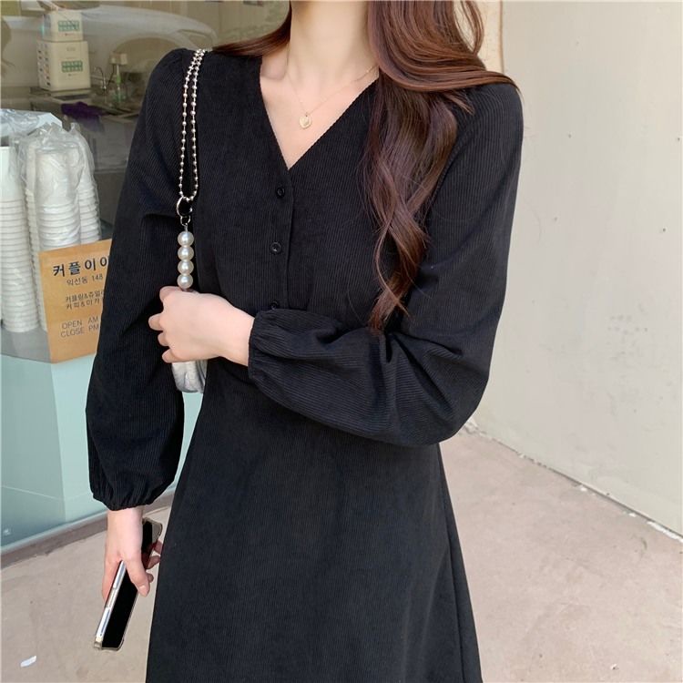 Đầm cổ chữ V thắt nơ eo thời trang nữ tính