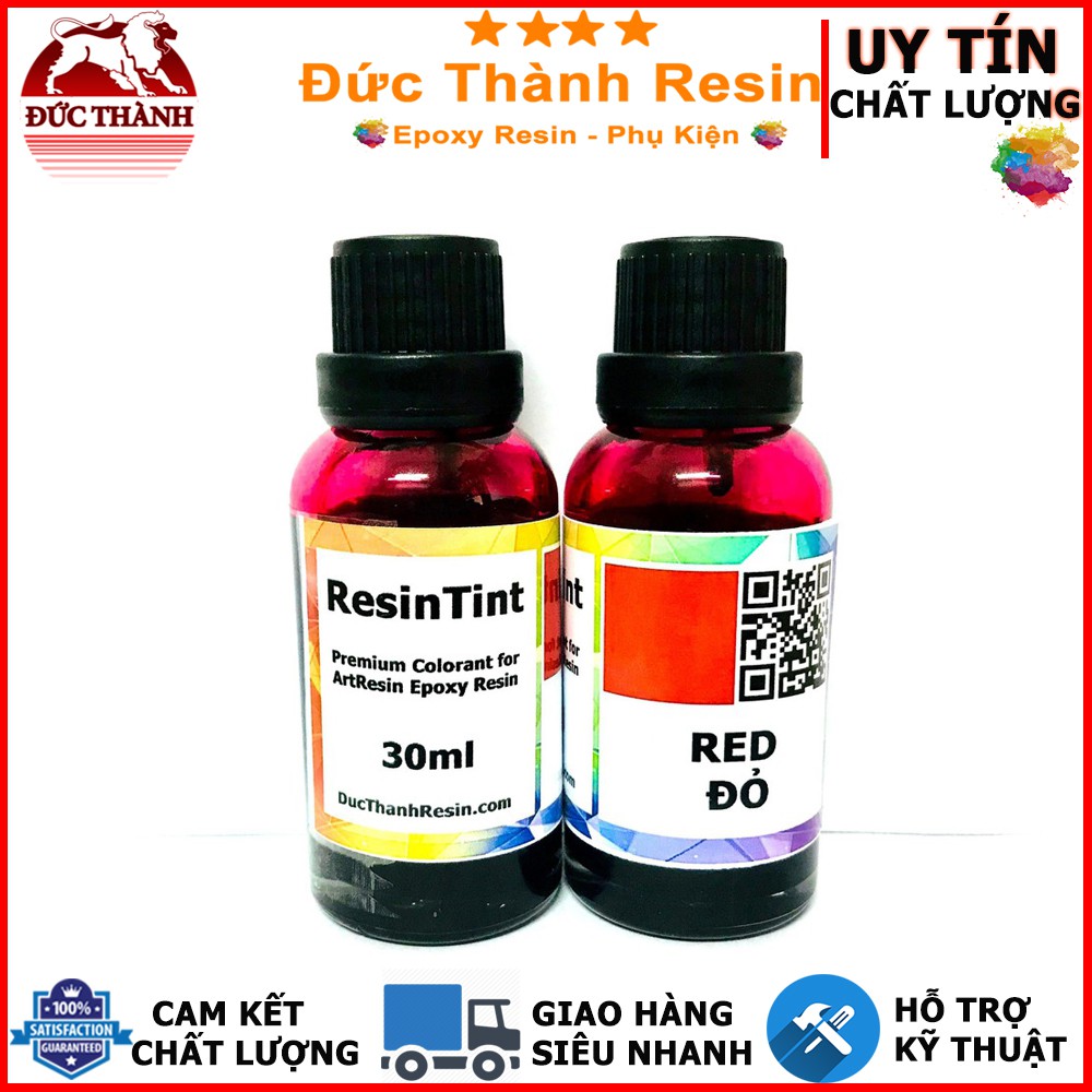 Màu trong suốt xuyên thấu pha Epoxy Resin - Màu hiệu ứng kính - RED ĐỎ - 30ml ducthanhauto