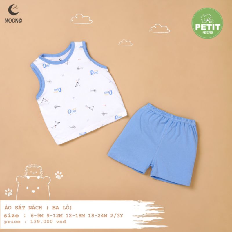 Moon -  Bộ ba lỗ Moon vải petit mềm mát cho bé từ 6-16kg