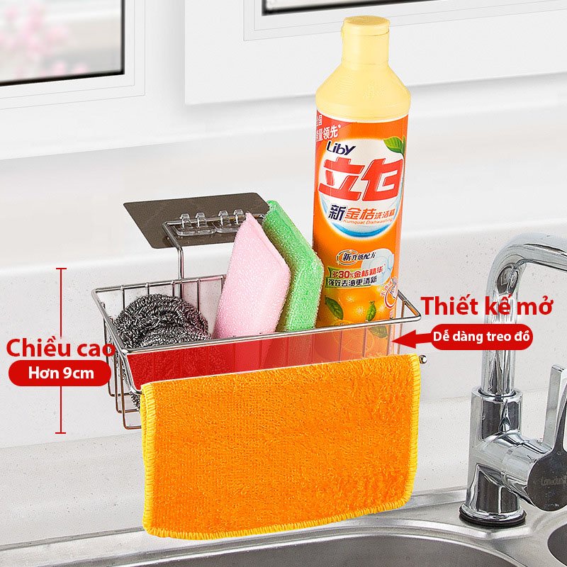 Giá Inox Để Rẻ Rửa Bát Có Khay Hứng Nước, Treo Khăn Dán Tường Tiện Lợi MP02