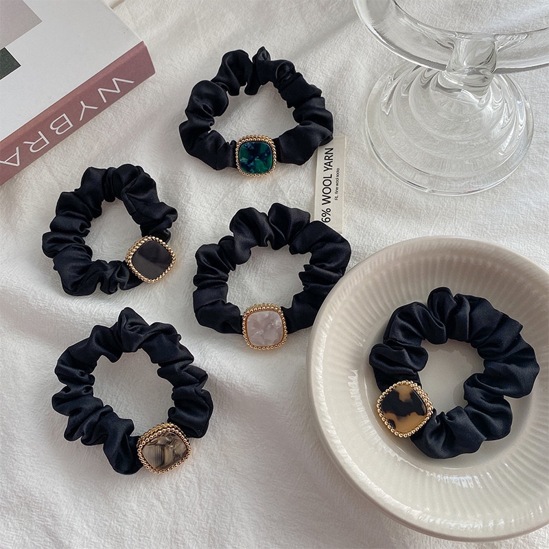 Dây buộc tóc, cột tóc Hàn Quốc charm đá vuông sang trọng