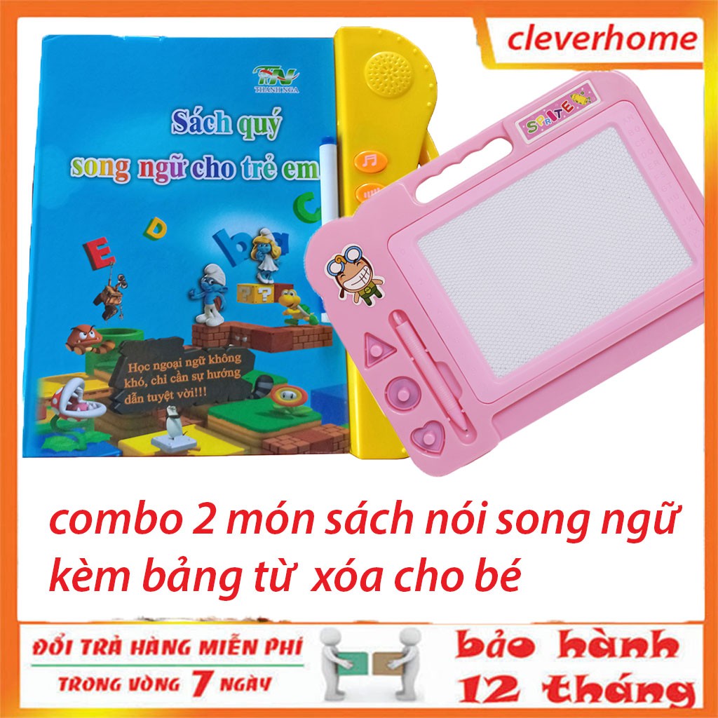 Sách thông minh, sách nói song ngữ điện tử cho bé Giúp Trẻ Học Tốt Tiếng Anh và bảng viết từ tự xóa thông minh