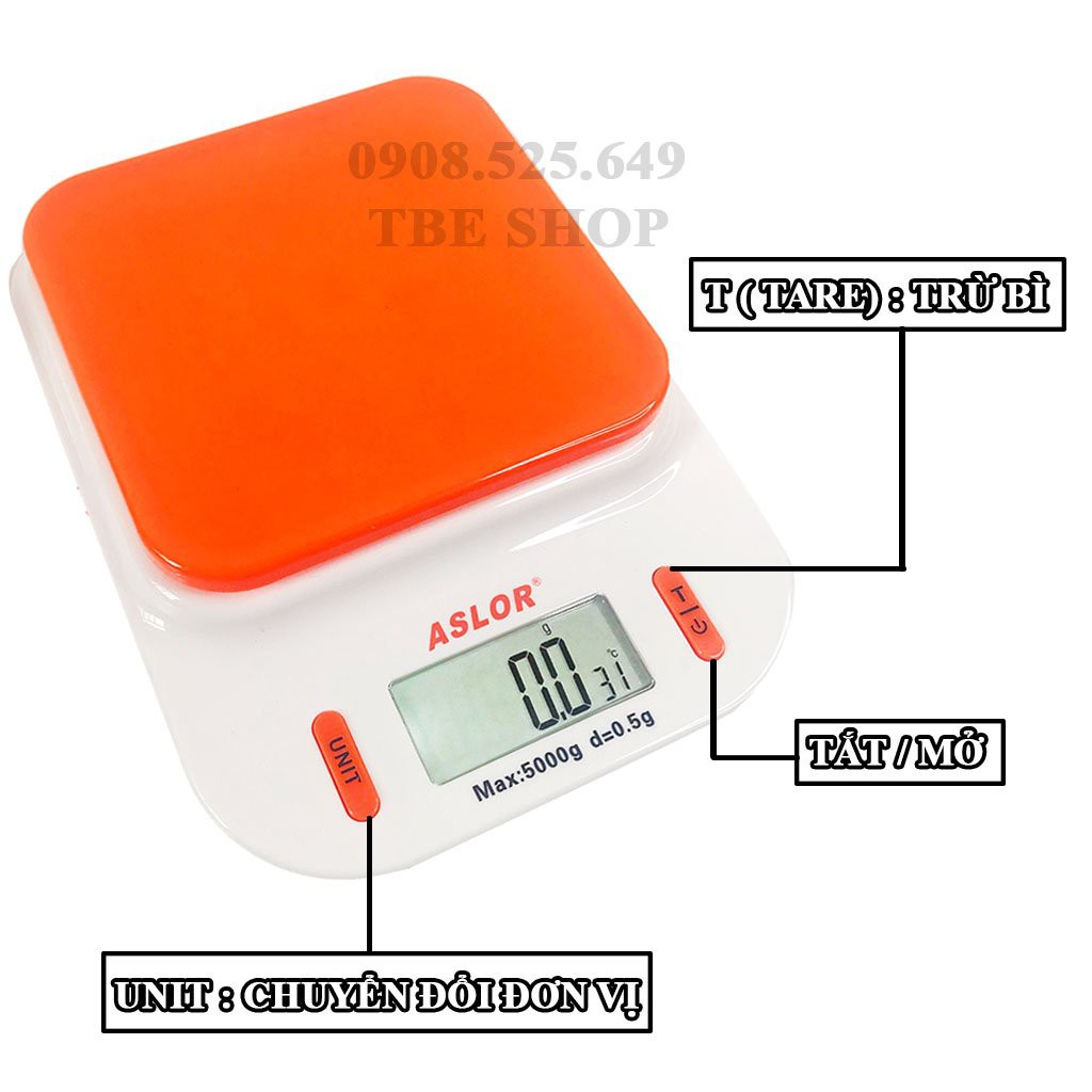 Cân Điện Tử Làm Bánh 5kg Aslor Độ Chính Xác Cao  TBE Shop
