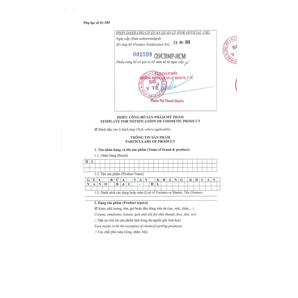 Nước rửa tay khô kháng khuẩn nano bạc - thương hiệu HL - 500ml | BigBuy360 - bigbuy360.vn