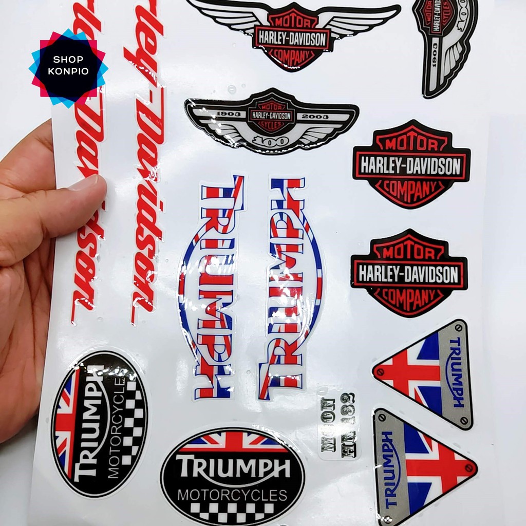 Bộ Tem Sticker Harly Davidson Dập Nổi Cao Cấp Dán Xe Máy, Ô Tô, Mũ Bảo Hiểm, Chống Thấm Nước, Chống Bay Màu