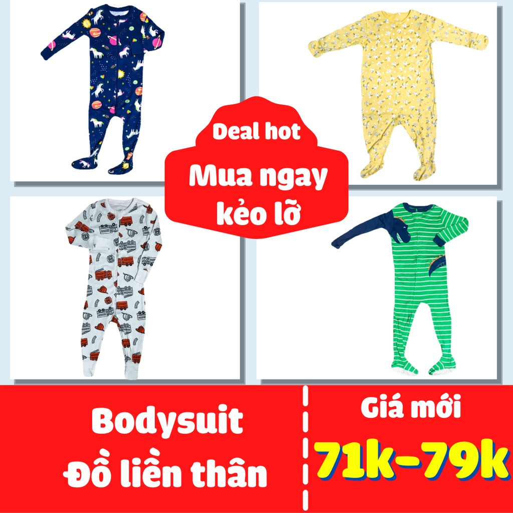 Bodysuit/body liền tất/sleep suit/đồ liền thân cho bé gái và bé trai giá rẻ, họa tiết đa dạng, mẫu ngẫu nhiên