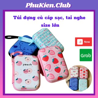 Túi đựng củ sạc - cáp sạc - tai nghe dễ thương size lớn 14x10cm