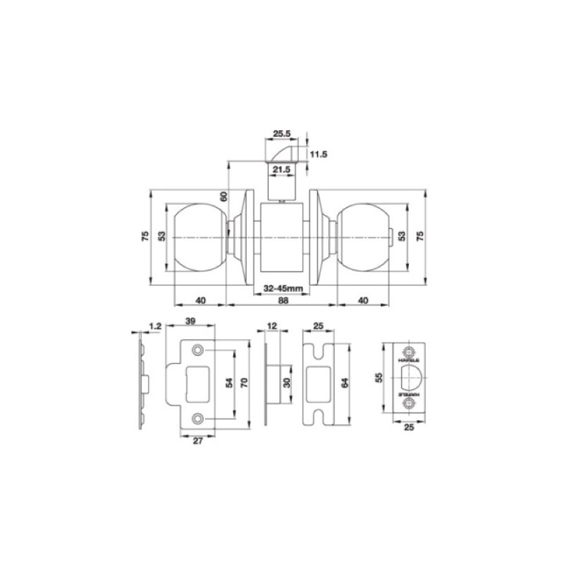 bộ 3 ổ khoá tay nắm tròn INOX dùng chung 1 chìa chủ ( cò ngắn dùng cho cửa gỗ )