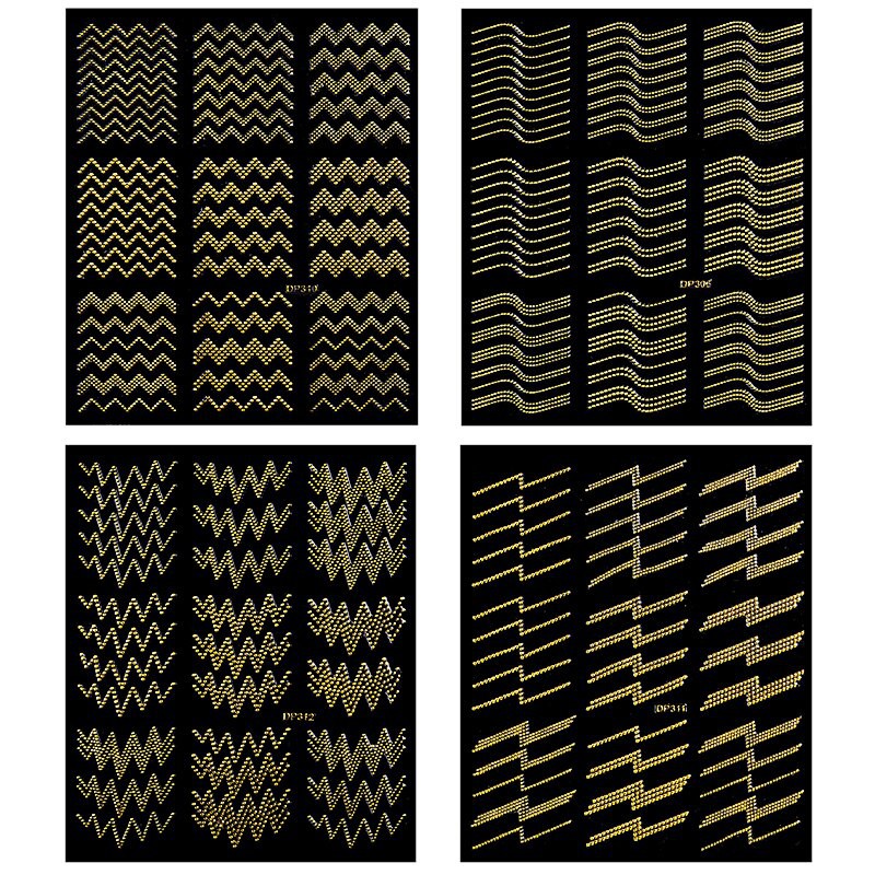 [Hàng mới về] Miếng dán tự trang trí móng tay họa tiết sọc gợn sóng 3D