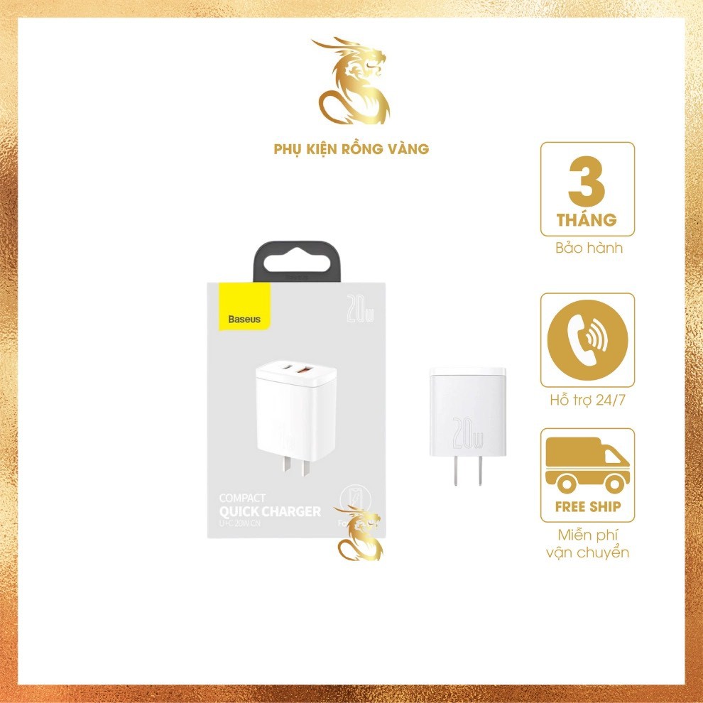 [Mã SKAMSALE03 giảm 10% đơn 200k] Cốc sạc nhanh siêu nhỏ gọn Baseus Compact Quick Charger 20W- chính hãng