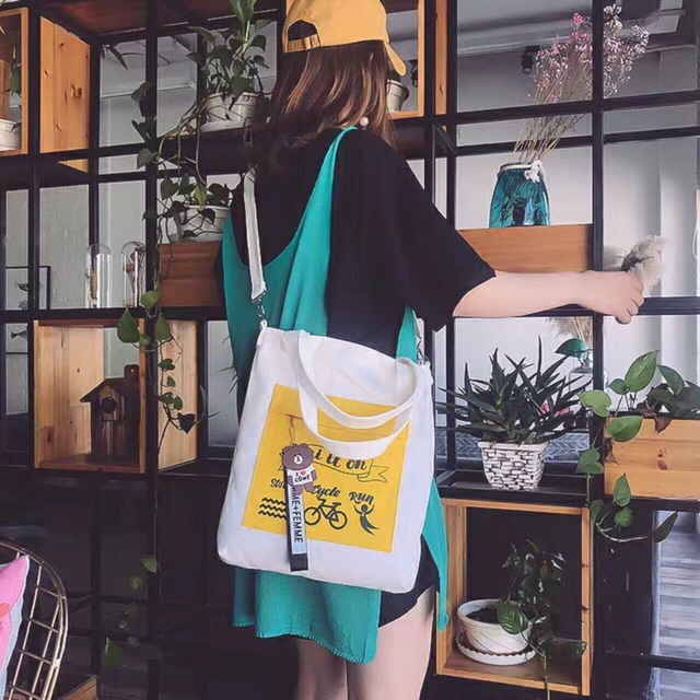 [ TRỢ GIÁ] Túi ToTe XE ĐẠP thời trang chữ TRI IT ON kiểu mới mang vai và đeo chéo đều được của KiTi Shop