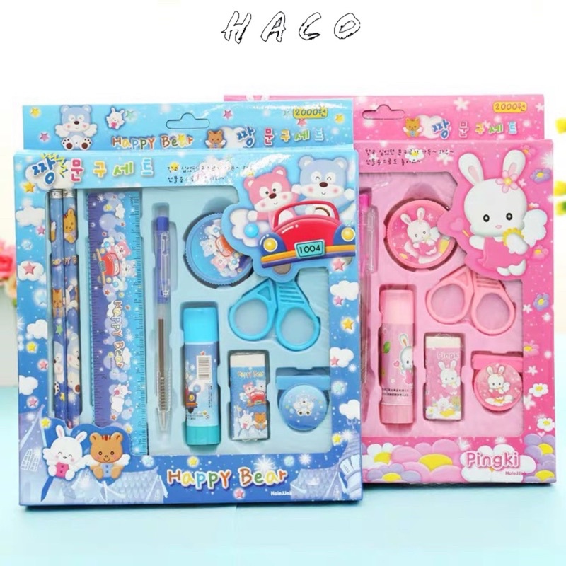 Bộ dụng cụ học tập cho bé 9 mó_ Bộ đồ dùng cho học sinh tiểu học cực dễ thương
