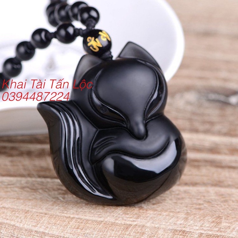 Dây chuyền hồ ly đá đen tình duyên vẹn tròn