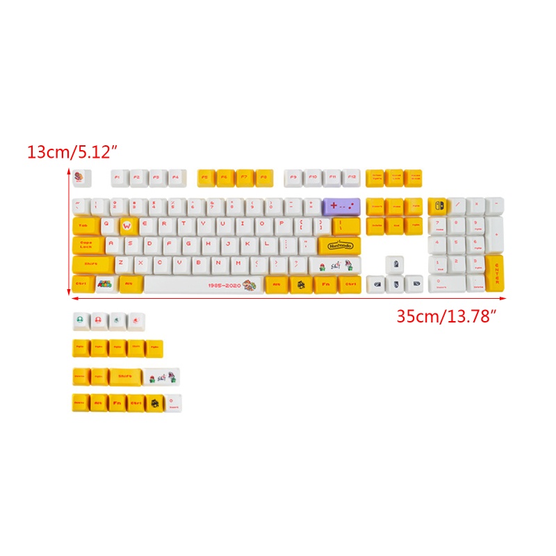 Set 123 Nút Bàn Phím Họa Tiết Hoạt Hình Cho Bàn Phím Cơ