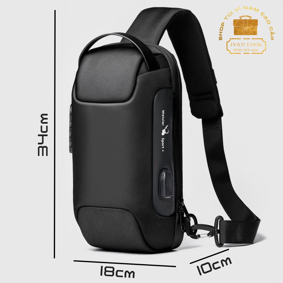 Túi Đeo Chéo Nam Thể Thao WX Sport - Cặp Đeo Ngực Khóa Chống Trộm Chống Nước Chống Xước Bền Đẹp