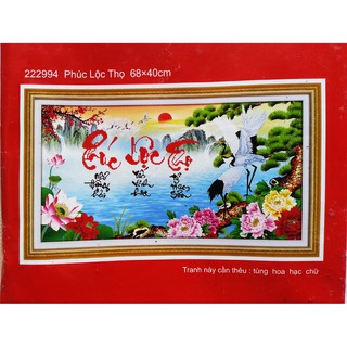 Tranh thêu chữ thập phúc lộc thọ 222994