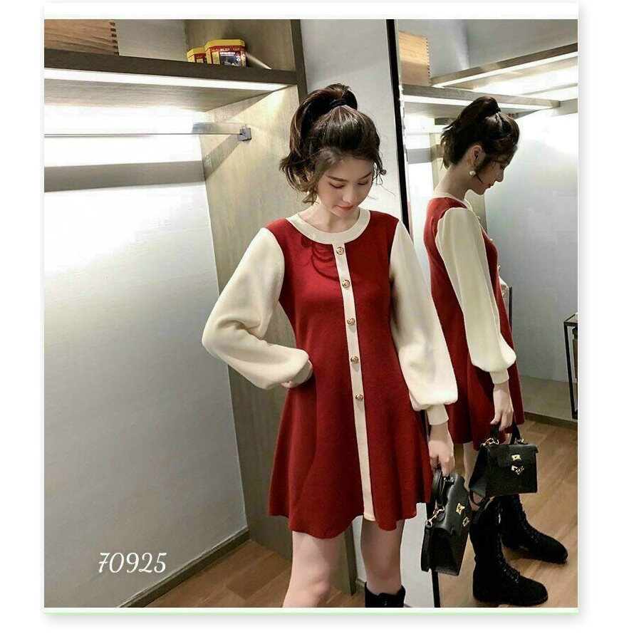 ĐẦM NỮ BABY DOLL PHỐI NÚT TIỂU THƯ XINH XẮN