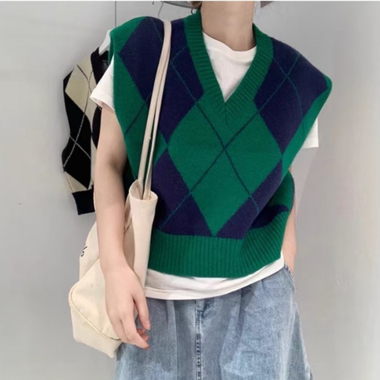 Áo Khoác Cardigan Không Tay Dáng Rộng Phong Cách Retro Hàn Quốc Cho Nữ