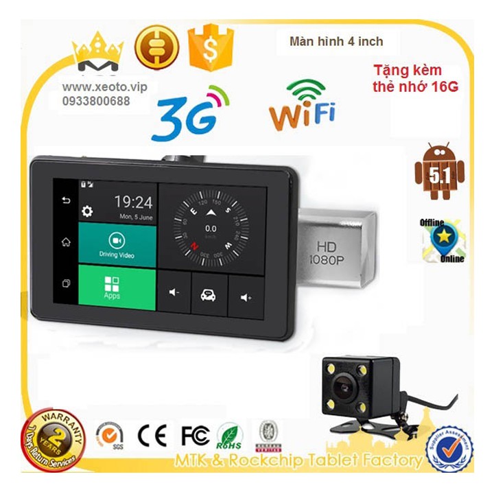 Camera hành trình android kết nối 3g + Tặng thẻ nhớ 16GB