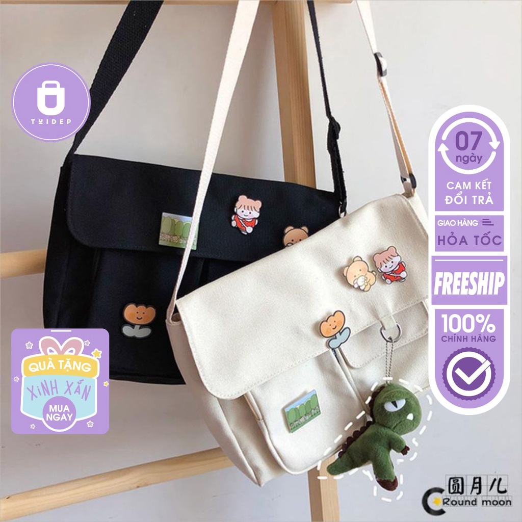 TÚI TOTE VẢI canvas đeo chéo nam nữ unisex ĐI HỌC đi chơi DÀY DẶN siêu bền phong cách Hàn Quốc siêu rẻ