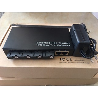 switch quang 4 cổng SC + 2 Cổng J45 - SWITCH CHIA 2 LAN 4 QUANG