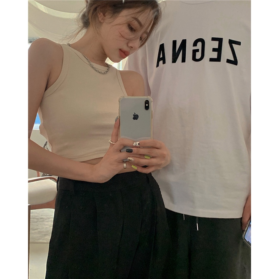 Xiaozhainv Áo Croptop Sát Nách Cổ Tròn Phong Cách Hàn Quốc Thời Trang Mùa Hè Trẻ Trung Năng Động Cho Nữ | BigBuy360 - bigbuy360.vn