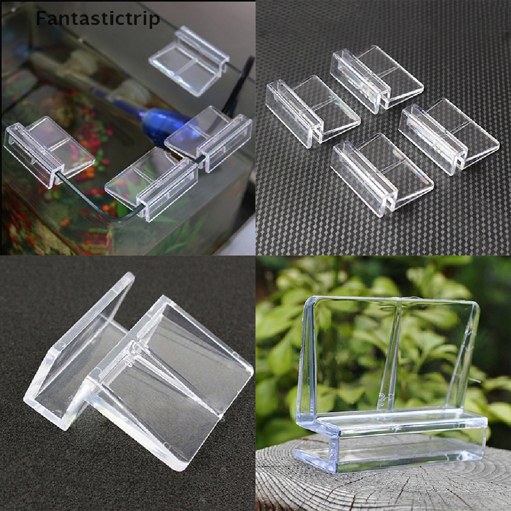 Bộ 4 Kẹp Nhựa Trong Suốt Giữ Bể Cá 6 / 8mm Kính
