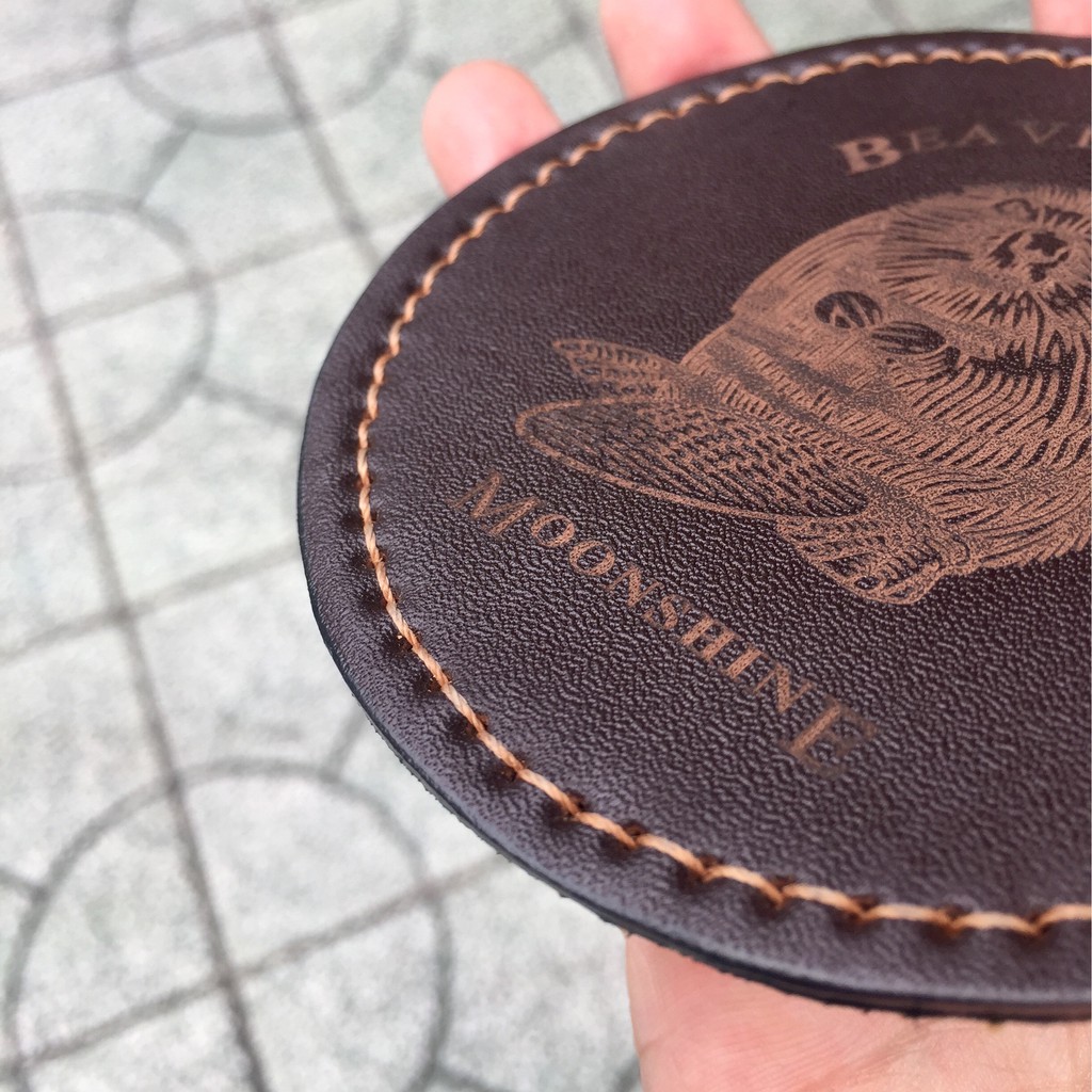 ĐẾ LÓT LY BẰNG DA  (Leather coasters) (giao Logo ngẫu nhiên)