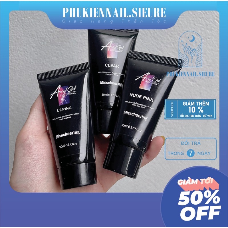 Gel gôm đắp móng Acryl 30ml - 3 Màu