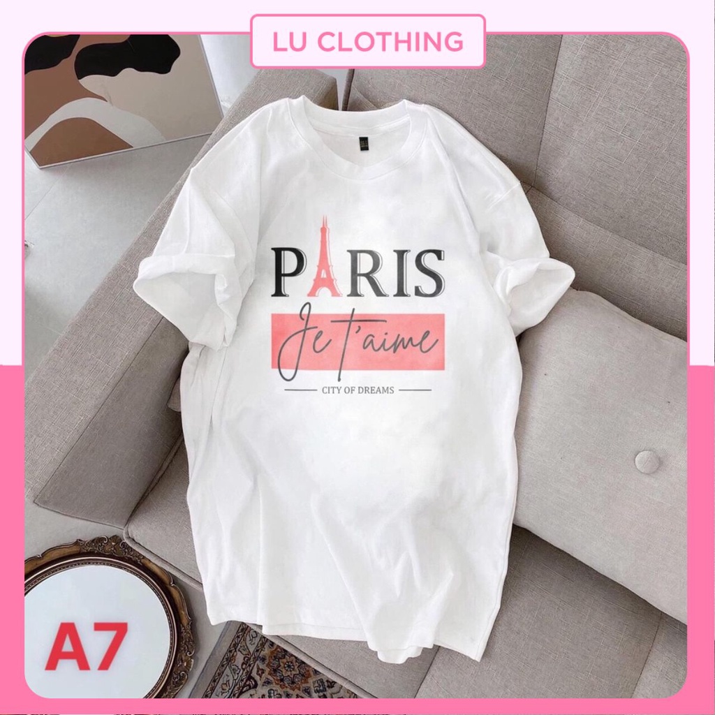 Áo thun unisex Paris, áo phông nam nữ ngắn tay màu trắng, đen - LUCLOTHING