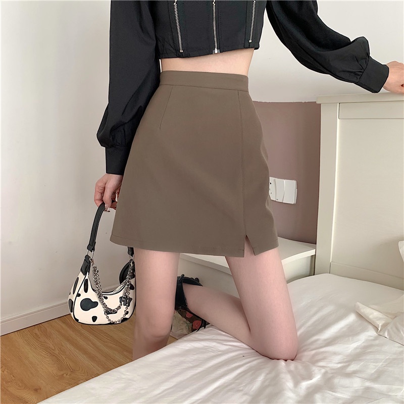 Porozi  Chân váy chữ A  ngắn lưng cao ôm dáng phong cách Hàn Quốc dễ thương cho nữ
