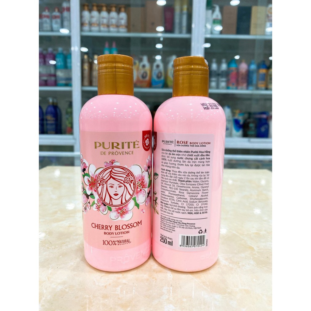 (250ml) Sữa Dưỡng Thể PURITE PROVENCE Chiết Xuất Hoa Anh Đào Và Hoa Hồng