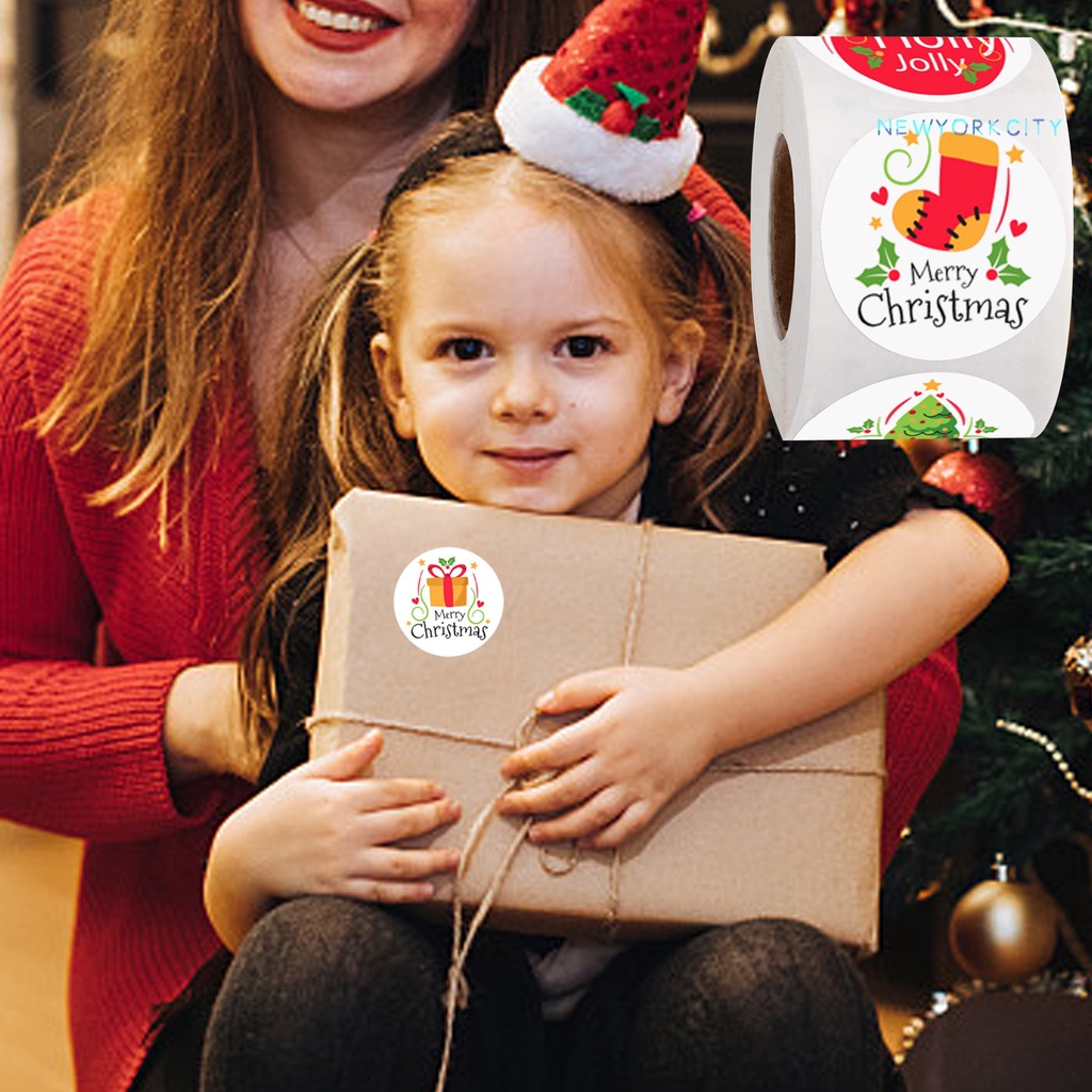 Cuộn 500 Nhãn Dán Tự Dính Trang Trí Phong Bì Giáng Sinh