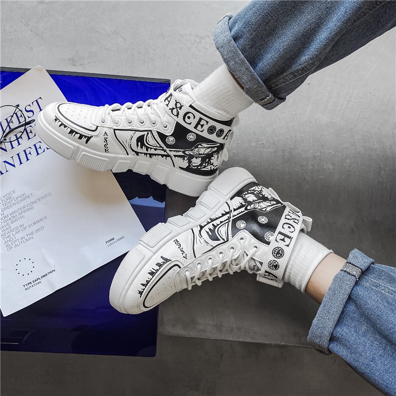 Giày sneaker in họa tiết anime One Piece kiểu dáng thời trang cho nam