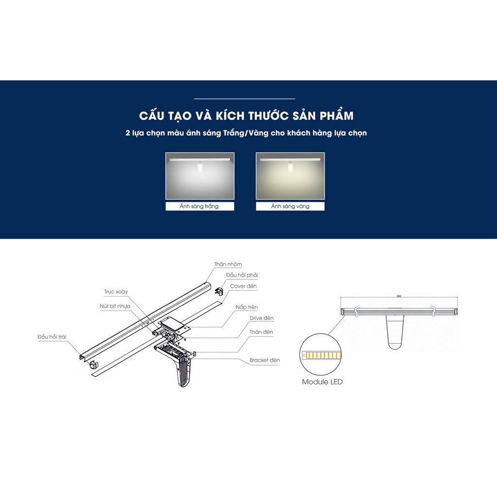 Đèn LED chiếu gương cảm biến Model: G04.PIR 8W