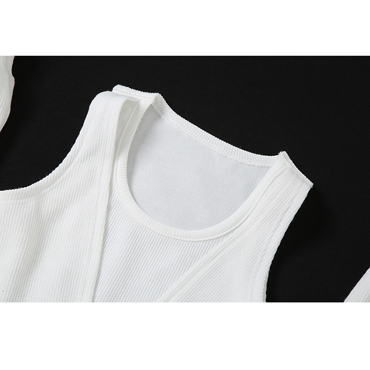 Áo croptop dệt kim sát nách cổ xẻ tà kẻ sọc gợi cảm dành cho nữ