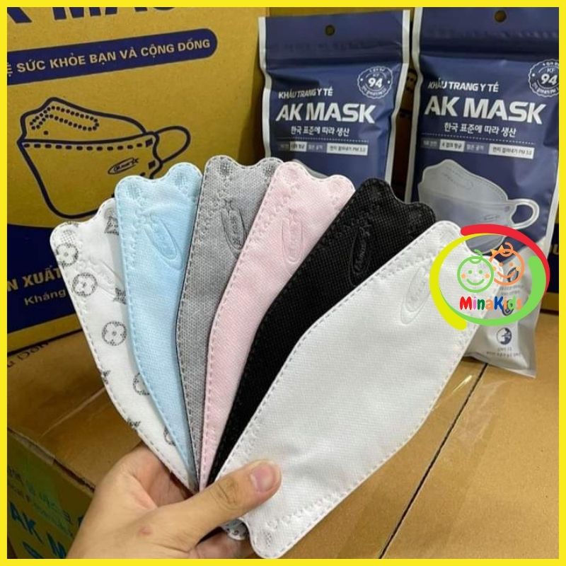 Túi 10 Chiếc Khẩu Trang KF94 3D AK Mask 4 Lớp Mềm Mịn Công nghệ Hàn Quốc KT0810