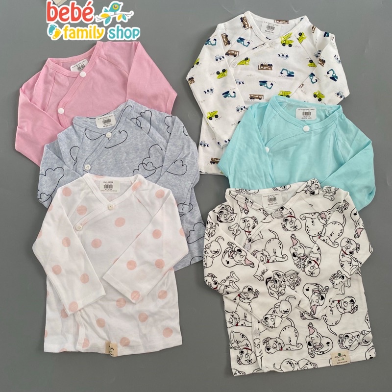 Bộ dài sơ sinh cúc lệch chéo thun cotton Litibaby cho bé trai và bé gái - STL SGL