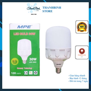 BÓNG ĐÈN LED BULB TRỤ MPE- 20W/ 30W/ 40W/ 50W- SÁNG TRẮNG