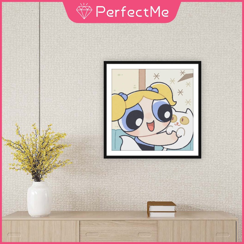 Bộ tranh đính đá 5D họa tiết cô gái cảnh sát hoạt hình độc đáo kích thước 30x30cm DIY dùng trang trí