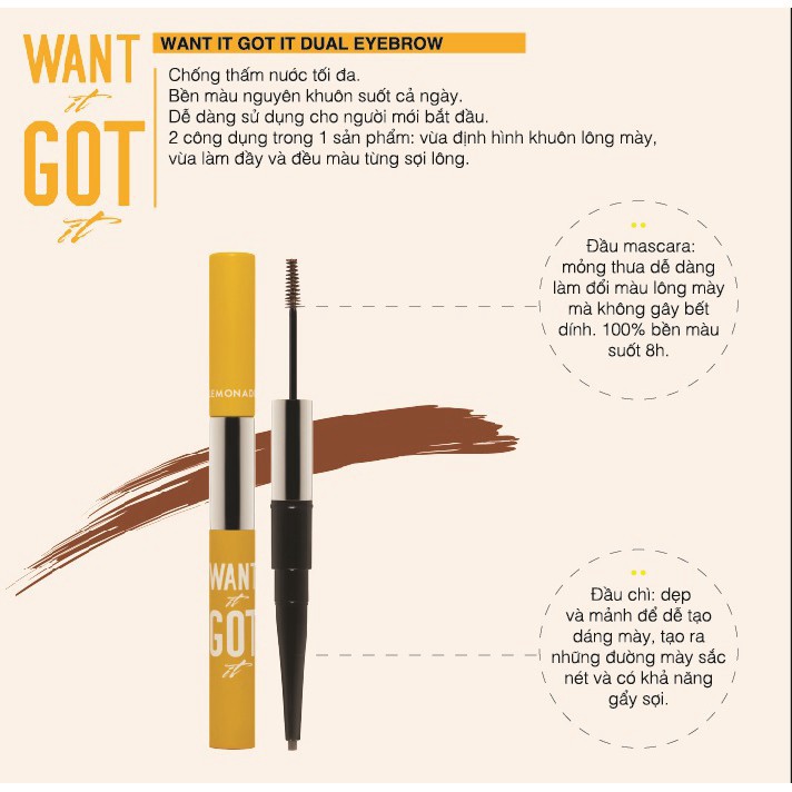 tuan099 Combo Son lì dạng thỏi Lemonade Matte Addict 3.8g và Chì kẻ mày 2 đầu Want It Got It 4g tuan099 | BigBuy360 - bigbuy360.vn