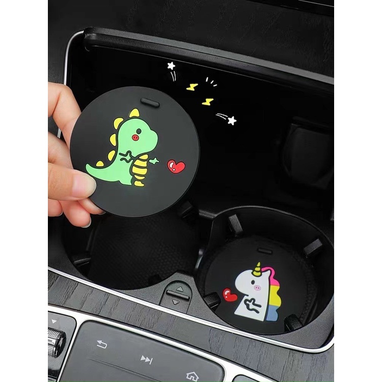 Miếng lót cốc trên xe ô tô đế cao su hình dễ thương | BigBuy360 - bigbuy360.vn