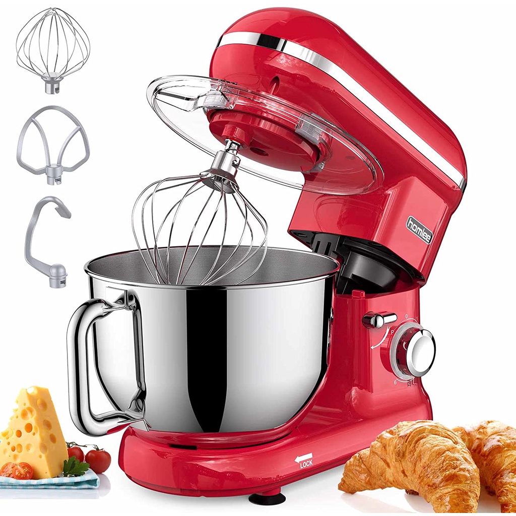 Máy nhào bột HOMLEE 5.5L 1500W - Máy đánh trứng, đánh kem, trộn salad, chả giò, trà bông - Hàng chính hãng bán tại Đức