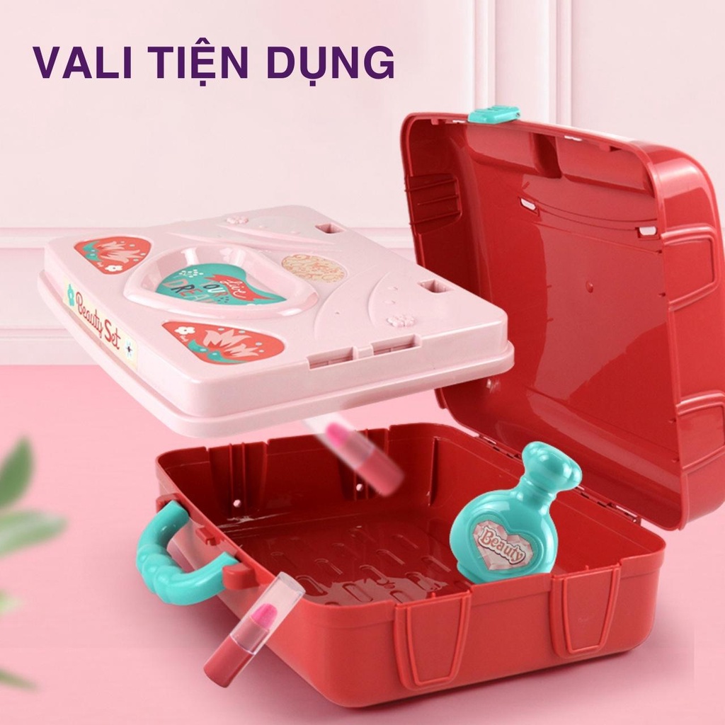 Đồ chơi trang điểm cho bé gái dạng vali 3 trong 1 an toàn cho bé, đồ chơi giáo dục BOBIKIDS DH01